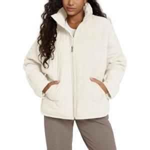 imageODODOS Womens Sherpa Lined Insulated Jacket Full Zip Split Hem Long Sleeve Coat Winter Warm Outerwear with PocketsIvory