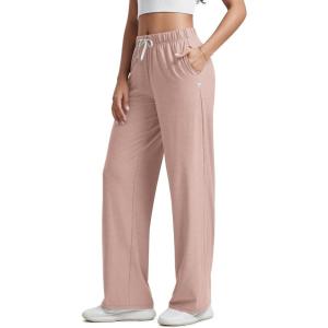 imageODODOS Womens Straight Leg Pants Ultra Soft Stratum Tech Relaxed Casual Pajama Lounge Pants with Pockets2931quot InseamRose Pink Heather