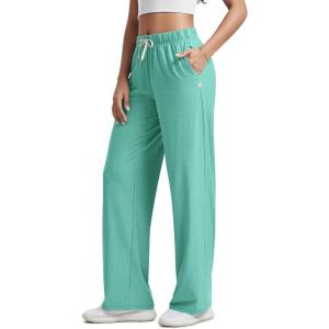 imageODODOS Womens Straight Leg Pants Ultra Soft Stratum Tech Relaxed Casual Pajama Lounge Pants with Pockets2931quot InseamSea Heather