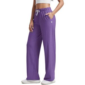 imageODODOS Womens Straight Leg Pants Ultra Soft Stratum Tech Relaxed Casual Pajama Lounge Pants with Pockets2931quot InseamUltra Violet Heather