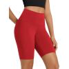 imageODODOS High Waist Workout Shorts for Women Tummy Control Workout Gym Athletic Biker Shorts6quot8quot InseamRed