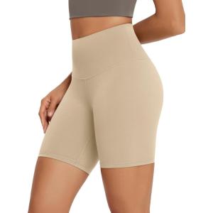 imageODODOS High Waist Workout Shorts for Women Tummy Control Workout Gym Athletic Biker Shorts6quot8quot InseamBeige