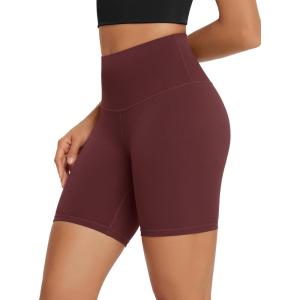 imageODODOS High Waist Workout Shorts for Women Tummy Control Workout Gym Athletic Biker Shorts6quot8quot InseamBurgundy