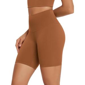 imageODODOS High Waist Workout Shorts for Women Tummy Control Workout Gym Athletic Biker Shorts6quot8quot InseamCaramel
