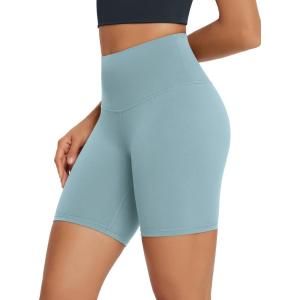 imageODODOS High Waist Workout Shorts for Women Tummy Control Workout Gym Athletic Biker Shorts6quot8quot InseamChambray