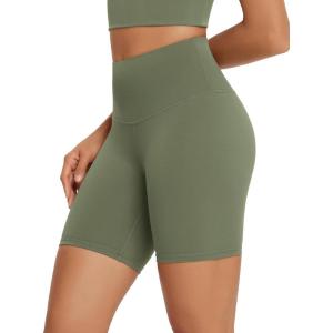 imageODODOS High Waist Workout Shorts for Women Tummy Control Workout Gym Athletic Biker Shorts6quot8quot InseamDark Olive