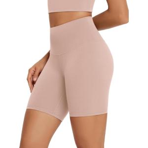 imageODODOS High Waist Workout Shorts for Women Tummy Control Workout Gym Athletic Biker Shorts6quot8quot InseamDusty Pink