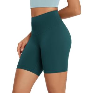 imageODODOS High Waist Workout Shorts for Women Tummy Control Workout Gym Athletic Biker Shorts6quot8quot InseamForest Teal