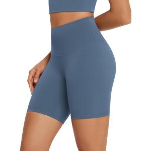 imageODODOS High Waist Workout Shorts for Women Tummy Control Workout Gym Athletic Biker Shorts6quot8quot InseamInk Blue