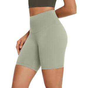 imageODODOS High Waist Workout Shorts for Women Tummy Control Workout Gym Athletic Biker Shorts6quot8quot InseamLime Stone