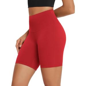 imageODODOS High Waist Workout Shorts for Women Tummy Control Workout Gym Athletic Biker Shorts6quot8quot InseamRed
