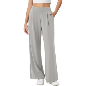 imageODODOS Modal Soft Wide Leg Pants for Women High Waist Casual Relaxed Pants with Pockets2729quot 31quot InseamLight Gray