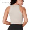 imageODODOS 3Pack Seamless Crop Tank for Women Ribbed Soft High Neck Cropped TopsBlackbeigestar White