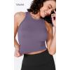 imageODODOS 3Pack Seamless Crop Tank for Women Ribbed Soft High Neck Cropped TopsClaretermineviolet