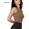 imageODODOS 3Pack Seamless Crop Tank for Women Ribbed Soft High Neck Cropped TopsClaretermineviolet
