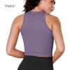 imageODODOS 3Pack Seamless Crop Tank for Women Ribbed Soft High Neck Cropped TopsErmineivoryviolet