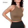 imageODODOS 3Pack Seamless Crop Tank for Women Ribbed Soft High Neck Cropped TopsErmineivoryviolet
