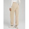 imageODODOS Womens Brushed Fleece Jogger Sweatpants  Cozy Warm Adjustable HighRise Relaxed Lounge Pants with PocketsBeige Heather
