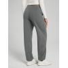 imageODODOS Womens Brushed Fleece Jogger Sweatpants  Cozy Warm Adjustable HighRise Relaxed Lounge Pants with PocketsGray Heather
