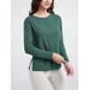 imageODODOS Womens Relaxed Fit Long Sleeve Shirts Boat Neck Side Slit PeachSoft Casual Lounge Yoga TopsDark Green