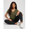 imageODODOS Womens Short Sleeve TShirts Graphene Ultralight Soft Breathable Side Slit V Neck Yoga Workout Casual TopMartini Olive