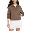imageODODOS Modal Soft HalfZip Collared Sweatshirts for Women Long Sleeve Relaxed Pullover Top with PocketsNutria