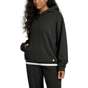 imageODODOS Womens Brushed Fleece Oversized Hoodie  Cozy Warm Long Sleeve Pullover Sweatshirt with Kangaroo PocketBlack