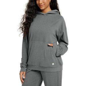imageODODOS Womens Brushed Fleece Oversized Hoodie  Cozy Warm Long Sleeve Pullover Sweatshirt with Kangaroo PocketGray Heather
