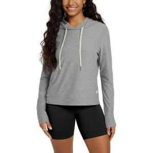imageODODOS Womens Essential Hoodie  Ultra Soft Stratum Tech Pullover UPF 50 Moisture Wicking Long Sleeve TopGrey Heather