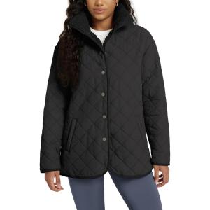 imageODODOS Womens Sherpa Lined Insulated Jacket Snap Front Long Sleeve Coat Winter Warm Outerwear with PocketsBlack