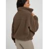 imageODODOS Womens Sherpa Fleece FullZip Jacket Long Sleeve Coat Soft Warm Cinchable Outerwear with PocketsCoffee Brown
