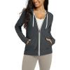 imageODODOS Womens FullZip Hoodie  Stratum Tech Ultra Soft Outfit UPF 50 Performance Hooded Jacket with PocketsCharcoal Heather