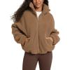 imageODODOS Womens Sherpa Fleece FullZip Jacket Long Sleeve Coat Soft Warm Cinchable Outerwear with PocketsCognac Copper