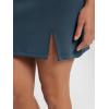 imageODODOS Modal Soft Mini Skirt for Women Side Slit High Waist ALine Casual Daily SkirtsDeep Blue