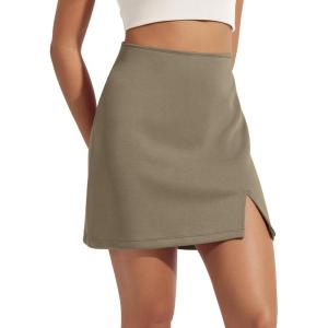 imageODODOS Modal Soft Mini Skirt for Women Side Slit High Waist ALine Casual Daily SkirtsEspresso