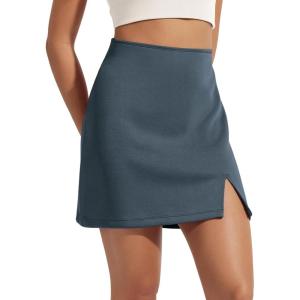 imageODODOS Modal Soft Mini Skirt for Women Side Slit High Waist ALine Casual Daily SkirtsNavy