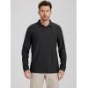 imageODODOS Mens Performance Long Sleeve Polo Stratum Tech Golf TShirts Ultra Soft Moisture Wicking UPF 50 Casual TopsBlack Heather