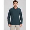 imageODODOS Mens Performance Long Sleeve Polo Stratum Tech Golf TShirts Ultra Soft Moisture Wicking UPF 50 Casual TopsNavy Heather