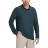 imageODODOS Mens Performance Long Sleeve Polo Stratum Tech Golf TShirts Ultra Soft Moisture Wicking UPF 50 Casual TopsNavy Heather