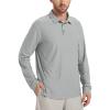 imageODODOS Mens Performance Long Sleeve Polo Stratum Tech Golf TShirts Ultra Soft Moisture Wicking UPF 50 Casual TopsPale Grey Heather