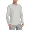 imageODODOS Mens Performance Long Sleeve Polo Stratum Tech Golf TShirts Ultra Soft Moisture Wicking UPF 50 Casual TopsSalt Heather