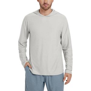 imageODODOS Mens Long Sleeve Hoodie  Stratum Tech Performance Pullover  Ultra Soft Moisture Wicking UPF 50 TopSalt Heather