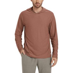 imageODODOS Mens Long Sleeve Hoodie  Stratum Tech Performance Pullover  Ultra Soft Moisture Wicking UPF 50 TopTamarind Heather