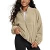 imageODODOS Womens Polar Fleece FullZip Cinchable Jacket  Soft Warm Winter Long Sleeve Outerwear with PocketsSandstone