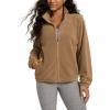 imageODODOS Womens Polar Fleece FullZip Jacket  Soft Warm Winter Essential Long Sleeve Outerwear with PocketsCaramel Brown