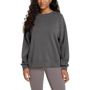 imageODODOS Womens Modal Soft Raglan Long Sleeve Sweatshirts Oversized Crew Neck Relaxed Pullover Top Fall OutfitsCharcoal