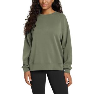 imageODODOS Womens Modal Soft Raglan Long Sleeve Sweatshirts Oversized Crew Neck Relaxed Pullover Top Fall OutfitsDark Sage