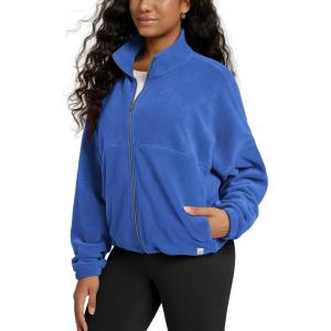 imageODODOS Womens Polar Fleece FullZip Cinchable Jacket  Soft Warm Winter Long Sleeve Outerwear with PocketsVictoria Blue