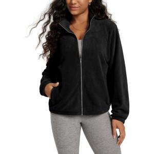 imageODODOS Womens Polar Fleece FullZip Jacket  Soft Warm Winter Essential Long Sleeve Outerwear with PocketsBlack