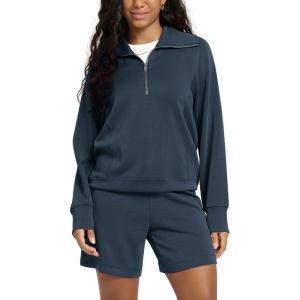 imageODODOS Modal Soft HalfZip Sweatshirts for Women Long Sleeve Relaxed Fit Collared Pullover TopNavy